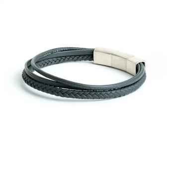 Dreifaches Armband mit grauem italienischem Nappaleder - Arte Grey